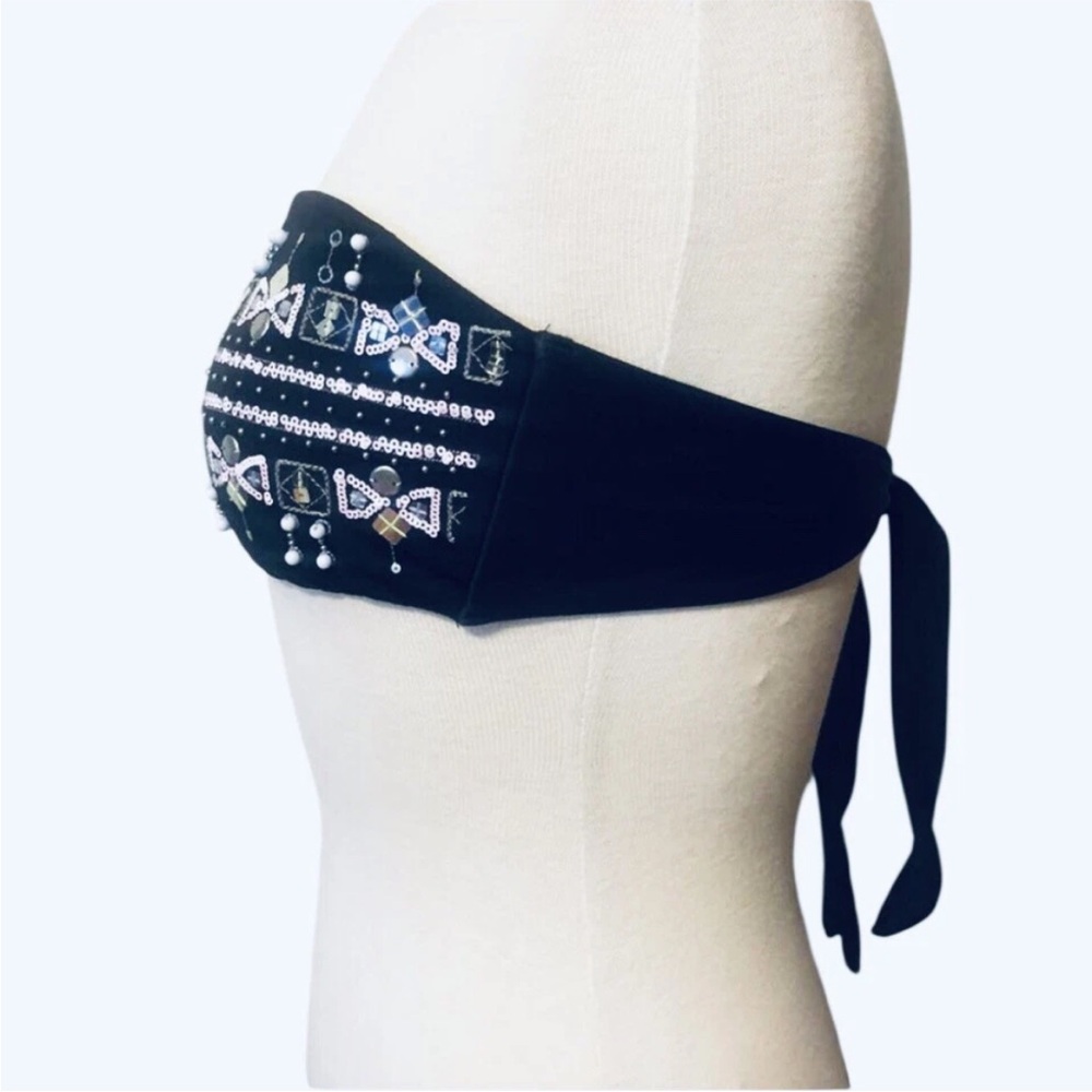 Victoria’s Secret Strapless Bandeau Swim Top Embellished Beaded Sequined Small